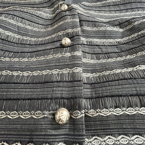 Kasper Petite Womens Striped V-Neck Vest Size 12P Black Gray Button-Front Lined - Picture 5 of 8